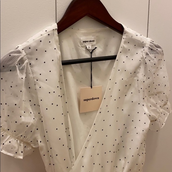 Revolve jacelyn wrap dress in white and black - Picture 3 of 6